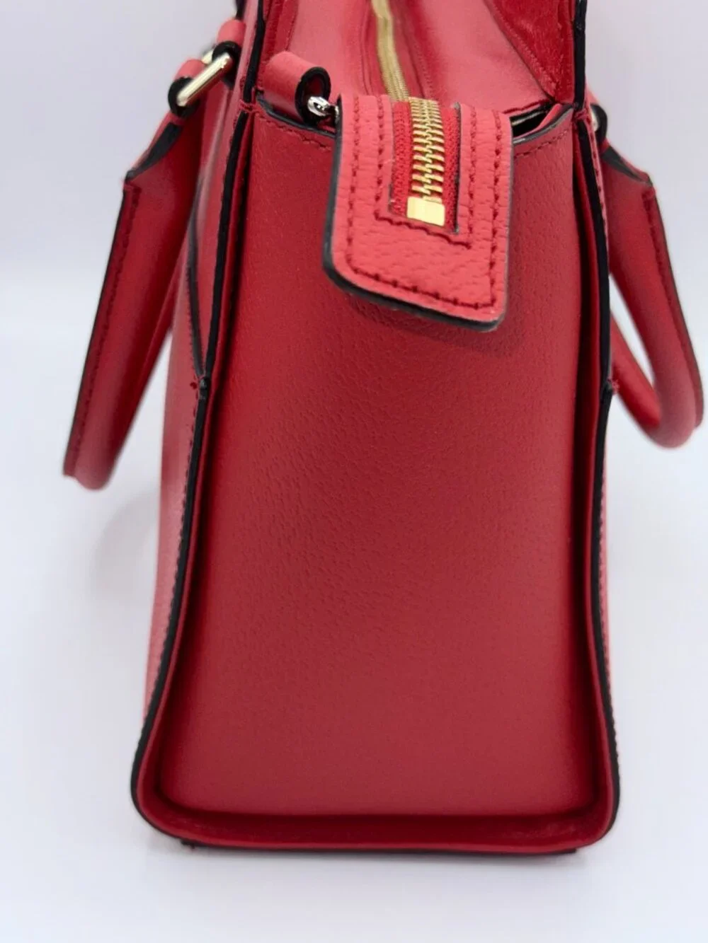 Kate Spade New York Red Leather Satchel Handbag Gold Hardware